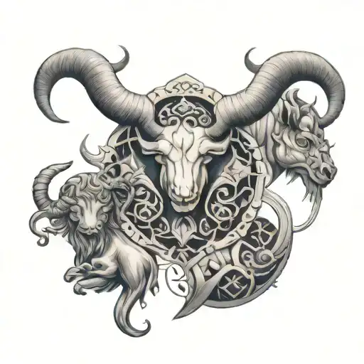 Taurus pisces capricorn aries and scorpio zodiac sign tattoo design idea
