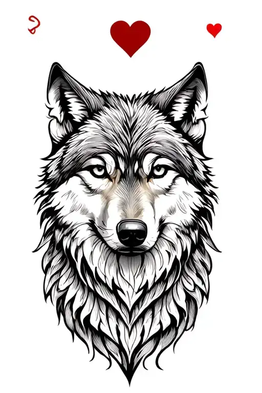 wolf with 8 Hearts tattoo design idea