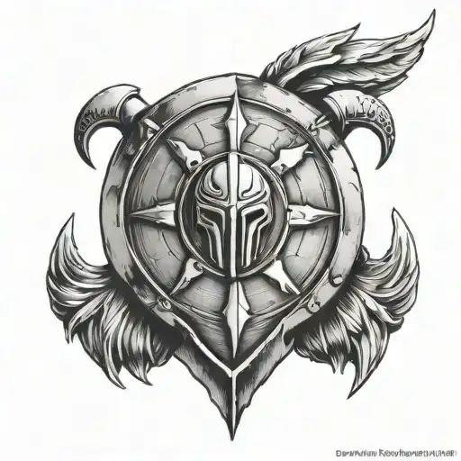 spartan shield tattoo design idea