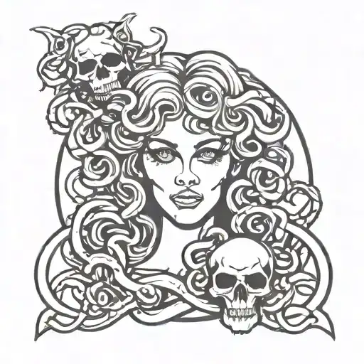 gothic medusa holding skull  tattoo design idea