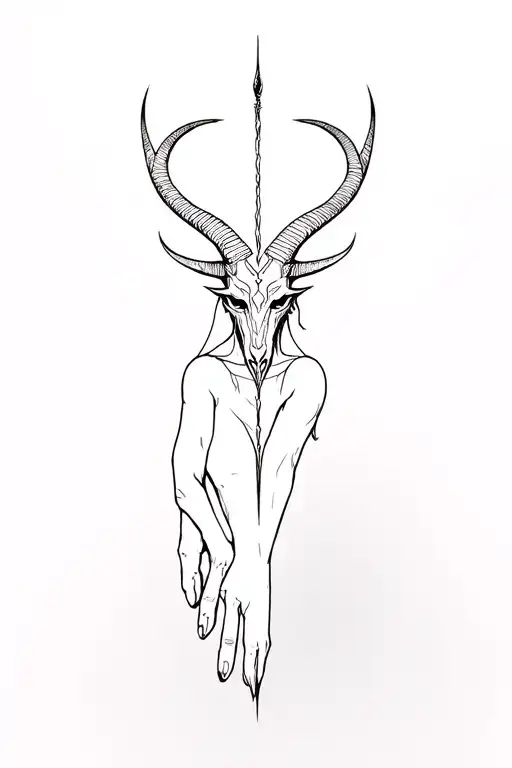 line work baphomet on the back of hand tattoo tattoo design idea