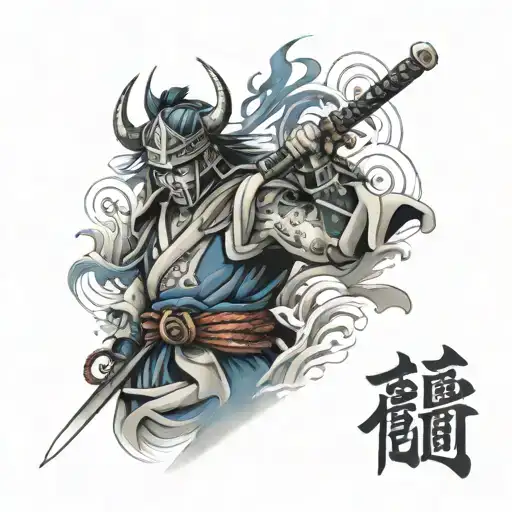blue eye samurai mizu cross with akemi tattoo design idea