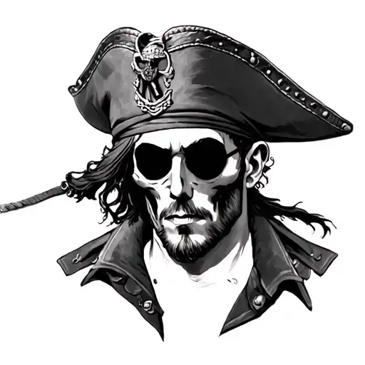Pirate eyepatch (subtle, leather strap disappearing into shadow)Faint military influence: shaved jawline, scar across  tattoo design idea