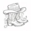 cowboy boots and hat with music note  tattoo design idea