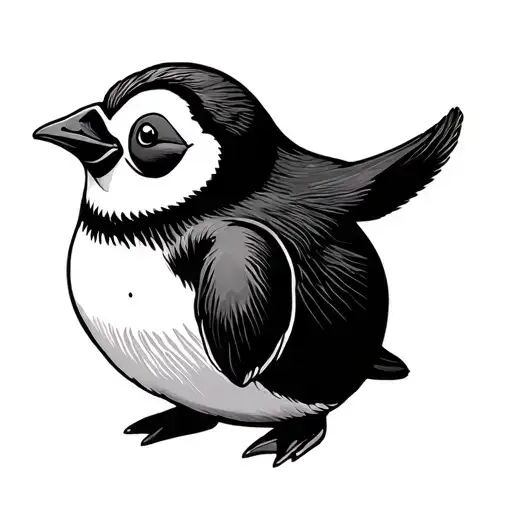 chubby penguin tattoo design idea
