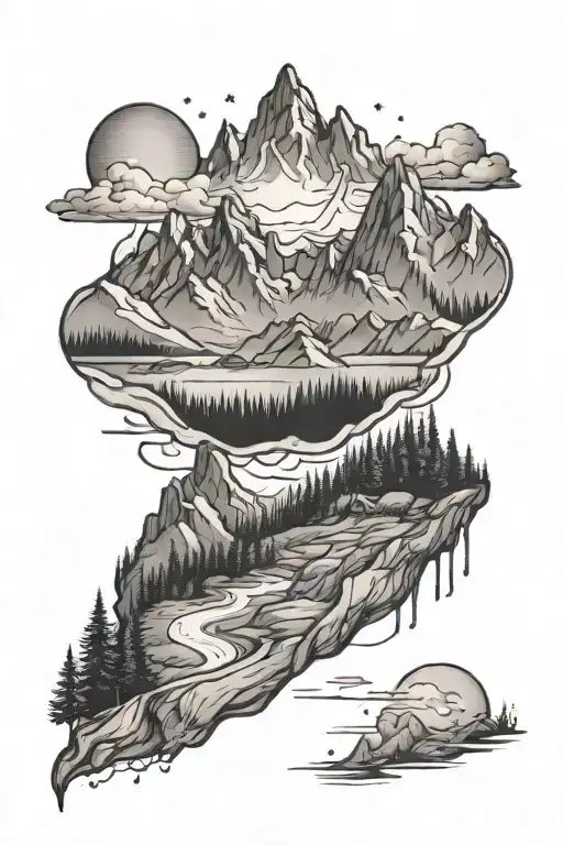 mountain range with juice wrld tattoo design idea
