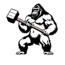gorilla holding mallet tattoo design idea