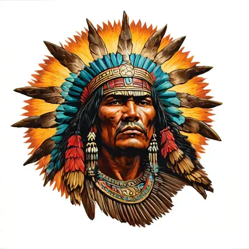 guerrero inca warrior with sun tattoo design idea