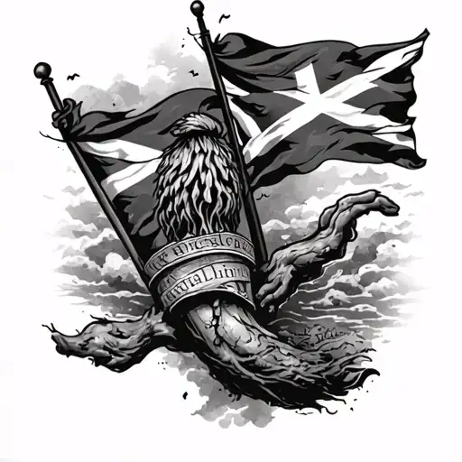 mens cornwall themed forearm tattoo with a conoe and cornish flag tattoo design idea