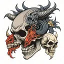 skull and devil tattoo design idea