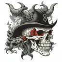 skull and devil tattoo design idea