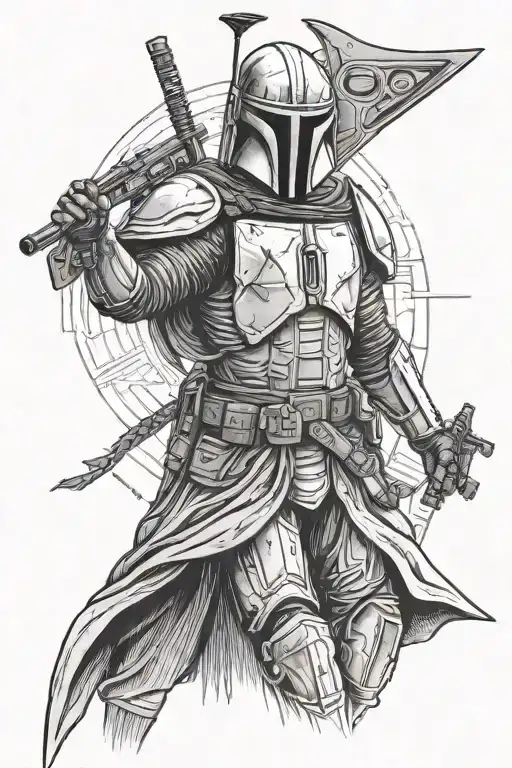 revan and mandalorians tattoo design idea