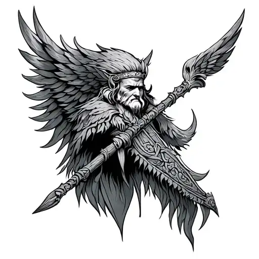 Slavic God Veles Stations Style tattoo design idea