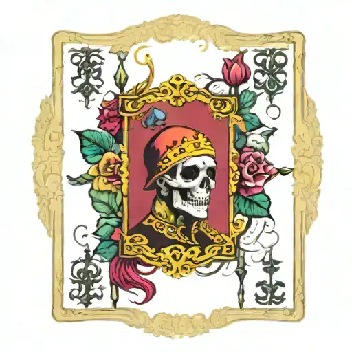Gambling tarot card game with life and death  tattoo design idea