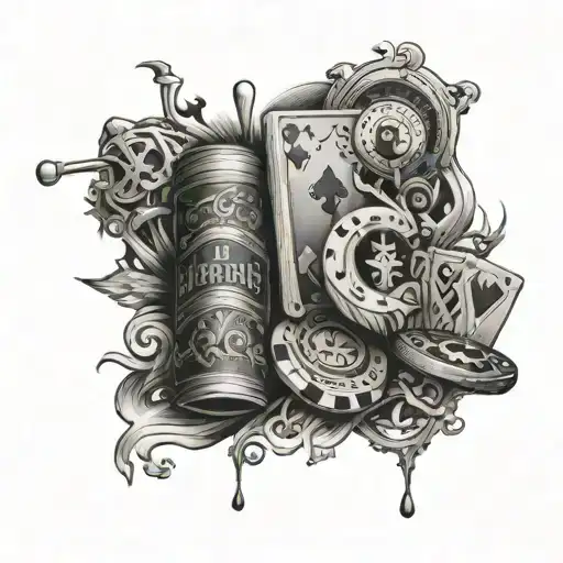 gambling game with life and death  tattoo design idea
