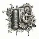 gambling game with life and death  tattoo design idea