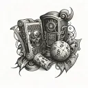 gambling game with life and death  tattoo design idea