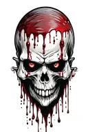 vampire skull with blood coming from the mouth and eyes that flow on the arm tattoo design idea