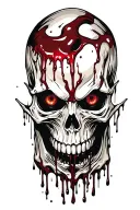 vampire skull with blood coming from the mouth and eyes that flow on the arm tattoo design idea