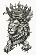 A tattoo of a dark and powerful lion with a crown, symbolizing the gangster desire for power and control tattoo design idea