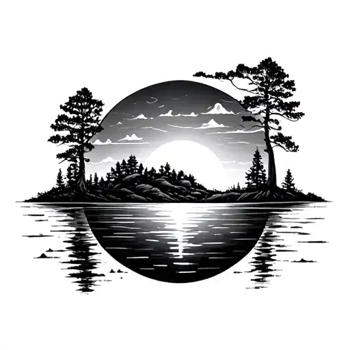 sun rise nature tattoo design idea