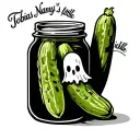 "Tobias Nanny's little pickle " cheeky Dill pickle jar with a ghost tattoo design idea