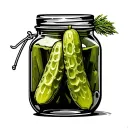 "Tobias Nanny's little pickle " cheeky Dill pickle jar with a ghost tattoo design idea