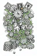 horse racing, casino chips, cash, sports gambling themed tattoo tattoo design idea