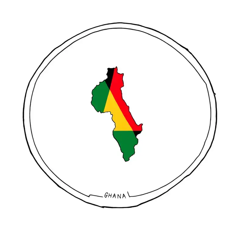 Ghana flag in the shape of the country tattoo design idea