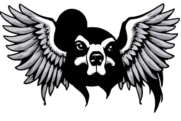 dog bone wings tattoo design idea