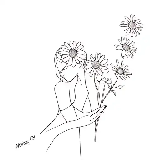daises mommys girl holding tattoo design idea