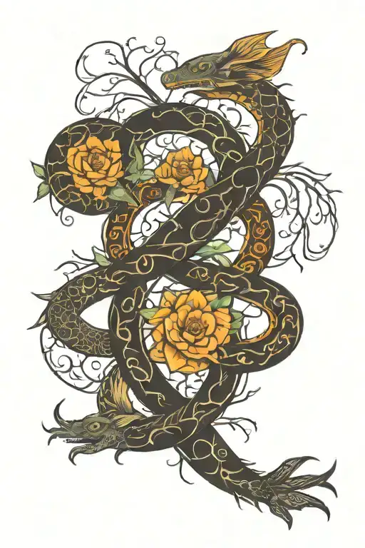 ouroboros and the 4 seasons tattoo design idea