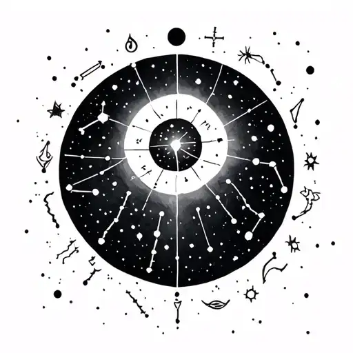 small wrist tattoo with 8 constellations, including three Sagittaruis, two Aquarius, one Scorpio, one Aries, and one Tau tattoo design idea