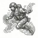rescue swimmer jumping tattoo design idea