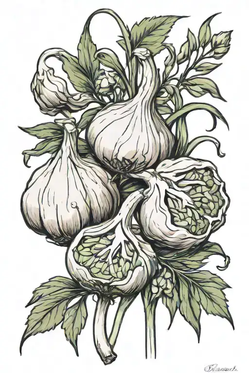 garlic, ginger, green onion tattoo design idea