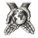 hands and world tattoo design idea