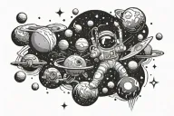 cartoon outer space tattoo design idea