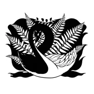 black swan with a fern plant surrounding  tattoo design idea