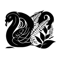 black swan with a fern plant surrounding  tattoo design idea