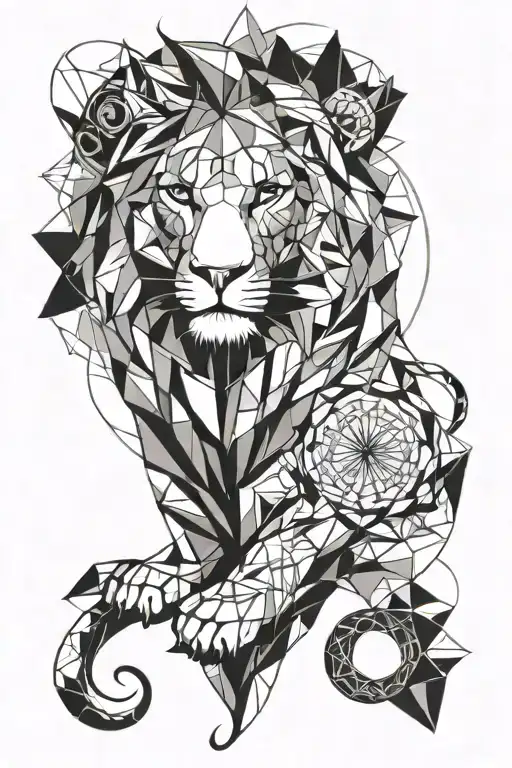 leo zodiac sign combined tattoo design idea