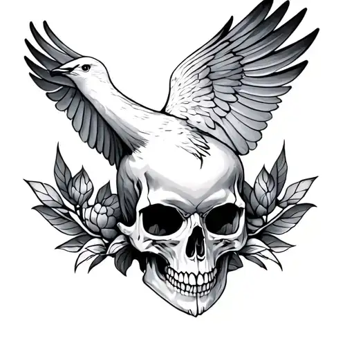 Dove Skull tattoo design idea