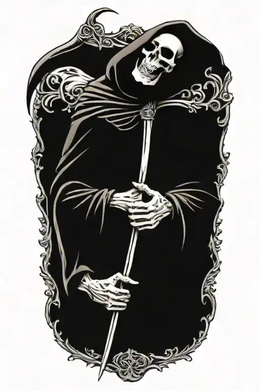 grim reaper with scythe tattoo design idea