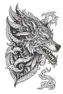 In Scandinavian mythology, a wolf fights with God and wins. tattoo design idea