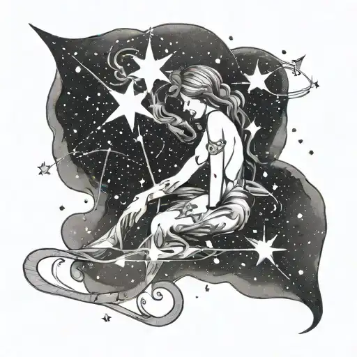 aquarius constellation tattoo design idea