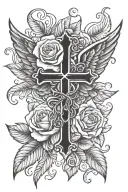 wings cross rose tattoo tattoo design idea