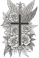 wings cross rose tattoo tattoo design idea