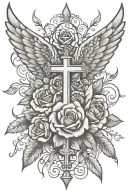 wings cross rose tattoo tattoo design idea