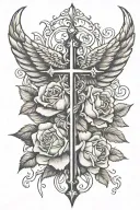 wings cross rose tattoo tattoo design idea