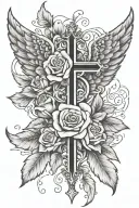 wings cross rose tattoo tattoo design idea