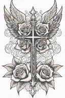 wings cross rose tattoo tattoo design idea